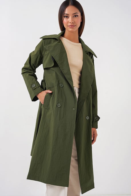 Doppelreihiger, langer trenchcoat mit Taschen - Image 1