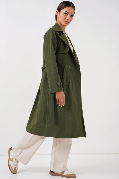 Doppelreihiger, langer trenchcoat mit Taschen - Image 2