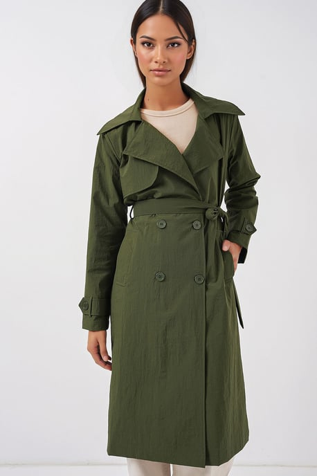 Doppelreihiger, langer trenchcoat mit Taschen - Image 3