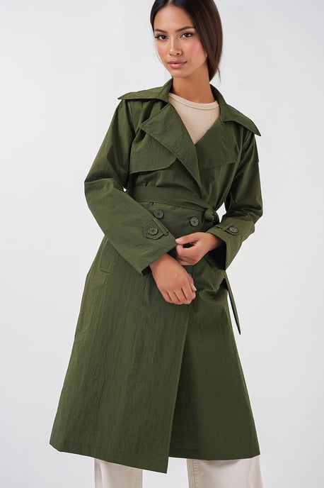 Doppelreihiger, langer trenchcoat mit Taschen - Image 4