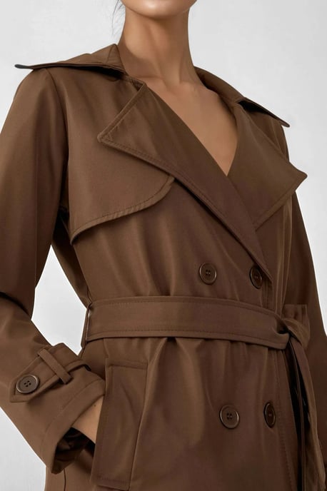 Doppelt gelegter langer Trenchcoat - Image 5