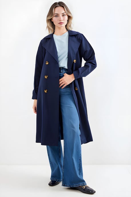 Doppelreihiger langer Trenchcoat - Image 2