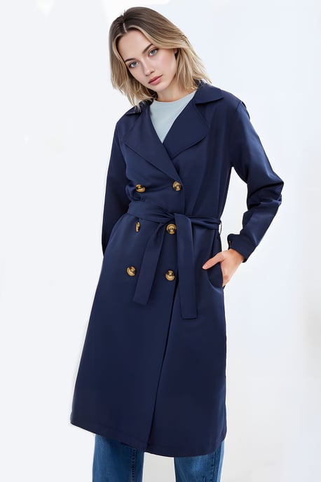 Doppelreihiger langer Trenchcoat - Image 3