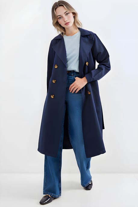 Doppelreihiger langer Trenchcoat - Image 4