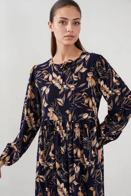 Muster Maxi-Kleid mit Bindeband - Image 3