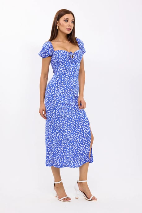 Blumiges Off-Shoulder-Midi-Kleid mit seitlichem Schlitz - Image 3