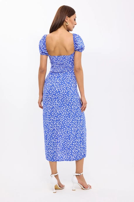 Blumiges Off-Shoulder-Midi-Kleid mit seitlichem Schlitz - Image 5