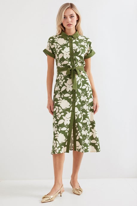 Blühendes Midi-Kleid mit Schleife - Image 2