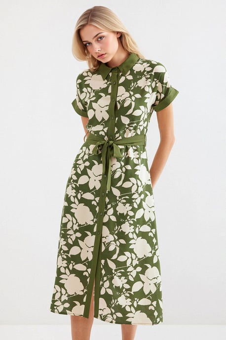 Blühendes Midi-Kleid mit Schleife - Image 4