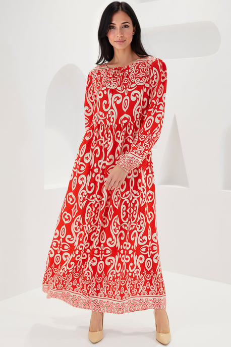 Mustered Maxi-Kleid mit Bindung - Image 2