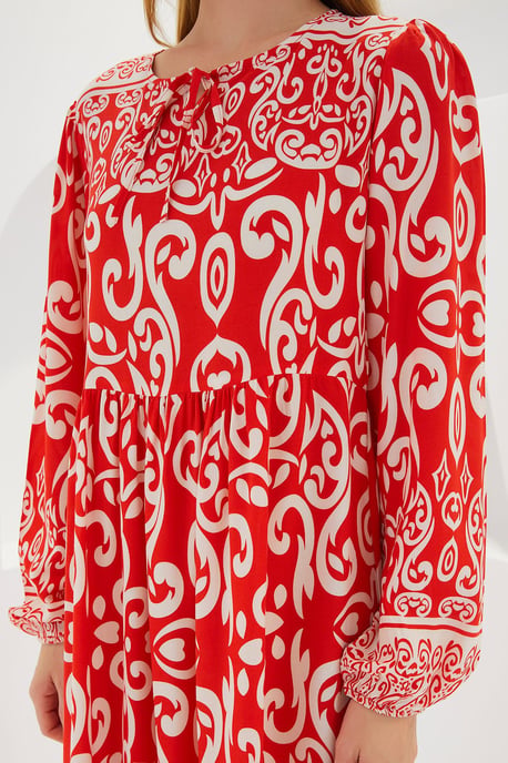 Mustered Maxi-Kleid mit Bindung - Image 3