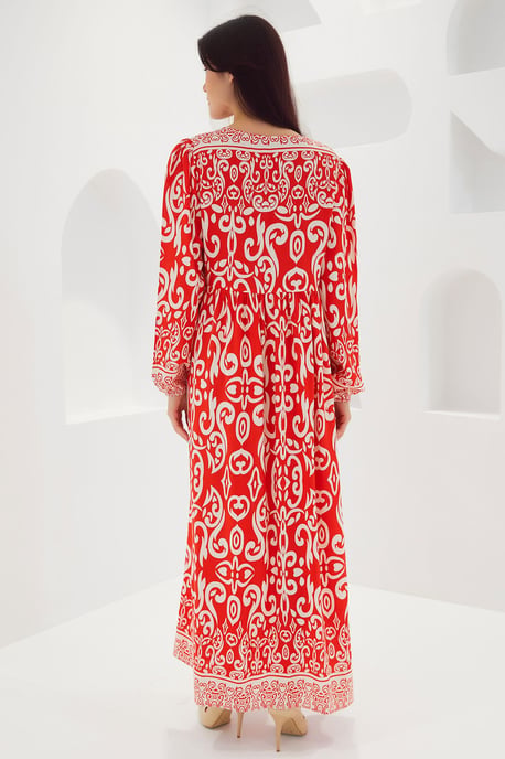 Mustered Maxi-Kleid mit Bindung - Image 4