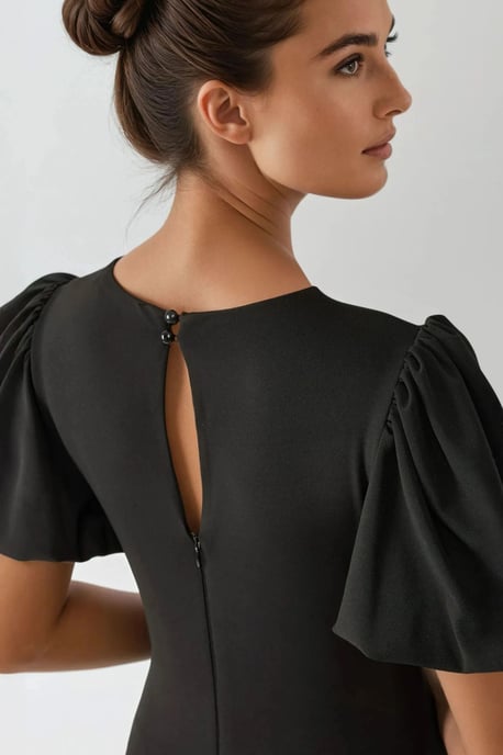Figurbetontes Kontrast-Midikleid mit Rundhalsausschnitt - Image 5