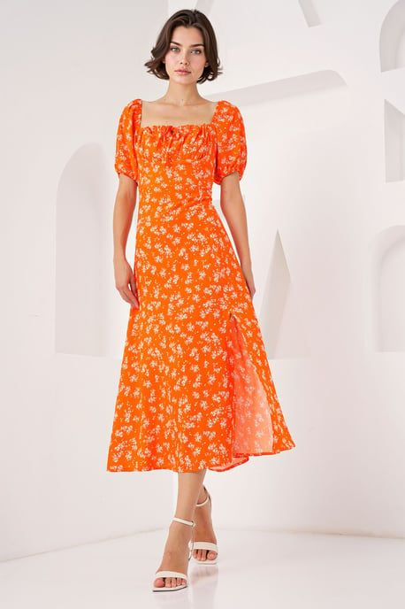Midikleid mit Blumenmuster und Schleife - Image 4