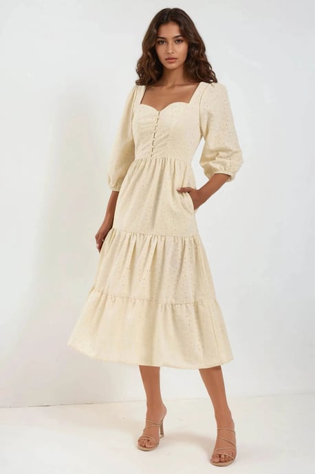 Besticktes Herz-Kragen Maxikleid - Image 1