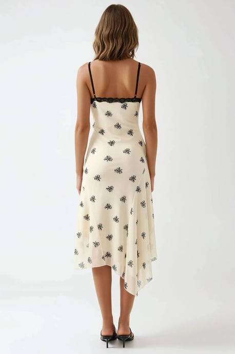 V-Ausschnitt Bedrucktes Bodycon-Maxikleid mit Spitze - Image 6