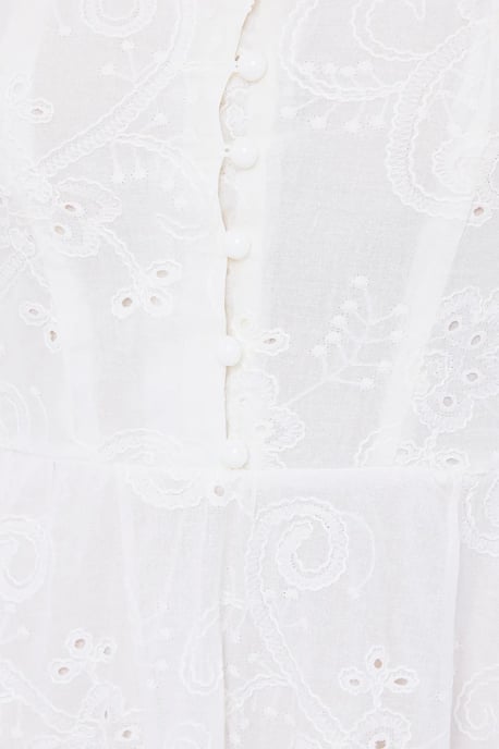 Gesticktes Sweetheart-Ausschnitt, gestuftes Maxikleid mit Puffärmel - Image 5