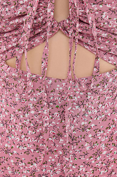 Floral Maxi-Kleid mit Ausschnitt unter der Brust - Image 5