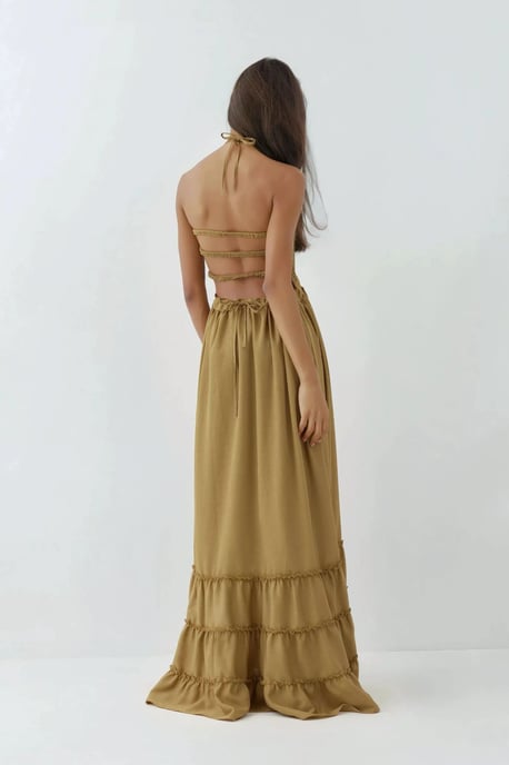 Texturiertes Maxikleid mit quadratischem Kragen - Image 3
