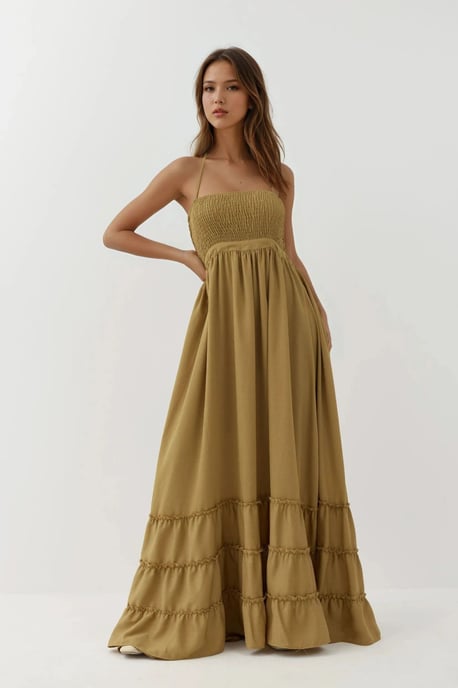Texturiertes Maxikleid mit quadratischem Kragen - Image 5