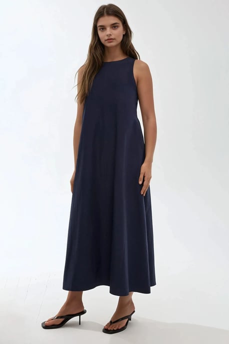 Mixray Kollektion Ärmelloses A-Linien-Maxikleid mit Rundhalsausschnitt - Image 2