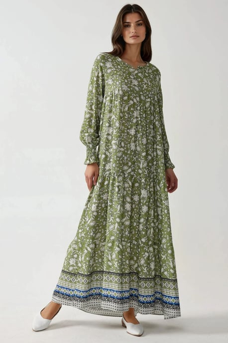 Bedrucktes Viskose-Maxikleid mit Rundhalsausschnitt - Image 3