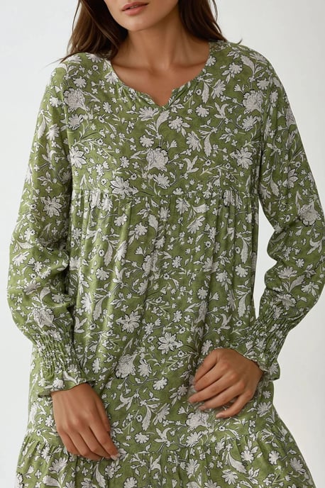Bedrucktes Viskose-Maxikleid mit Rundhalsausschnitt - Image 4