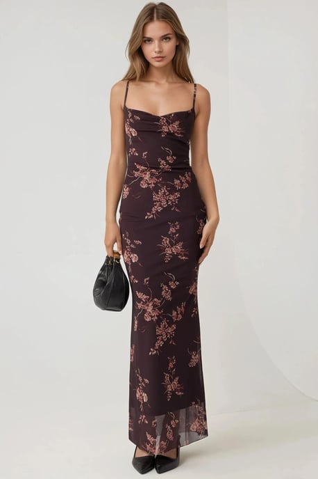 Bedrucktes Bodycon-Maxikleid aus Tüll - Image 2