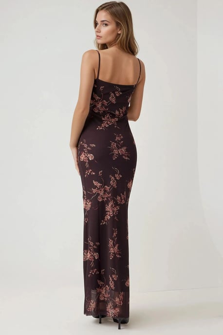 Bedrucktes Bodycon-Maxikleid aus Tüll - Image 4