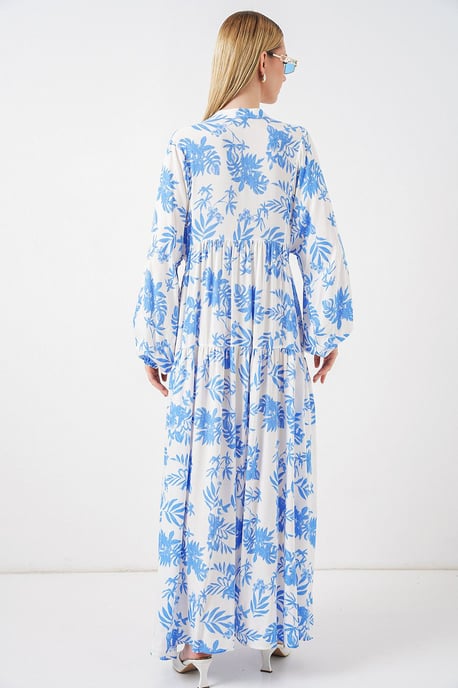 Gemustertes V-Ausschnitt Maxikleid - Image 6