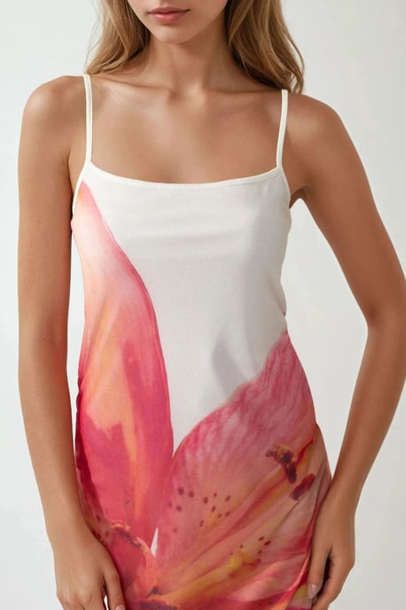Hiccup Körperbetontes Kleid mit quadratischem Kragen und Blumenmuster - Mehrfarbig - Image 3