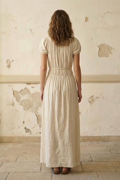 Maxikleid mit quadratischem Kragen und Bindedetail - Image 2
