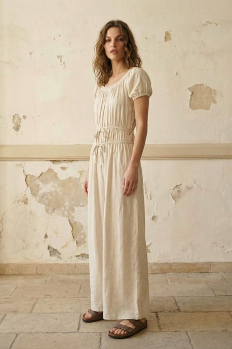 Maxikleid mit quadratischem Kragen und Bindedetail - Image 3