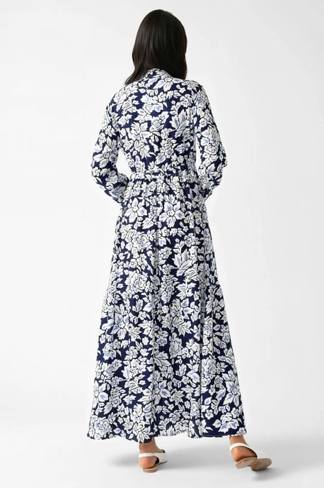 Bedrucktes Maxikleid mit Hemdkragen - Image 5
