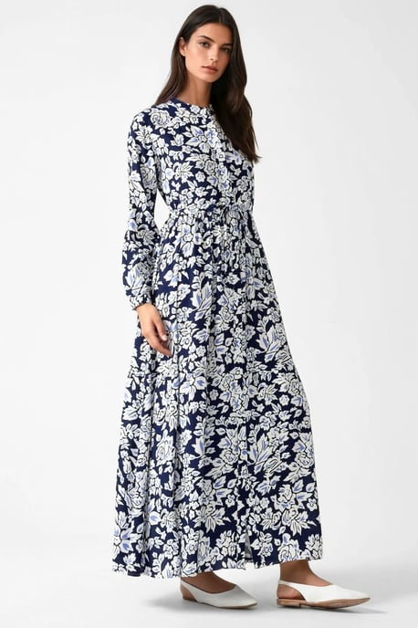 Bedrucktes Maxikleid mit Hemdkragen - Image 6