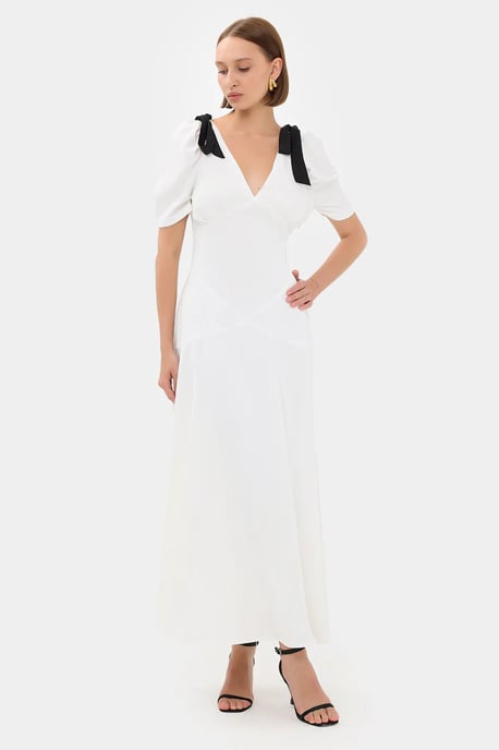 V-Ausschnitt Maxikleid mit Nackendetail - Image 1