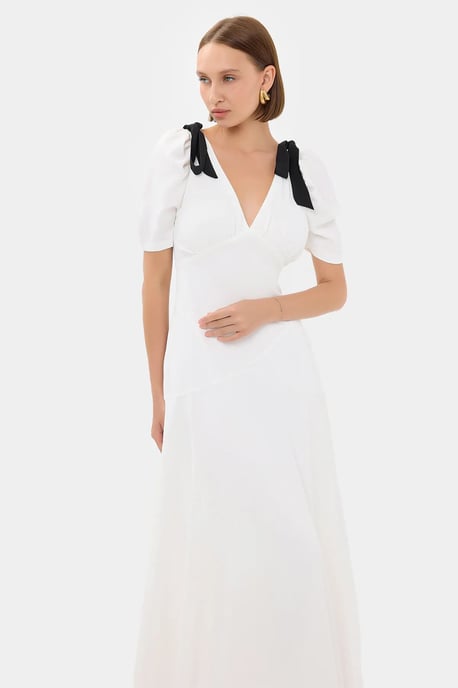 V-Ausschnitt Maxikleid mit Nackendetail - Image 3