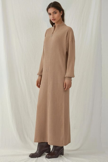 Strickkleid mit halbem Rollkragen und Reißverschluss - Image 2