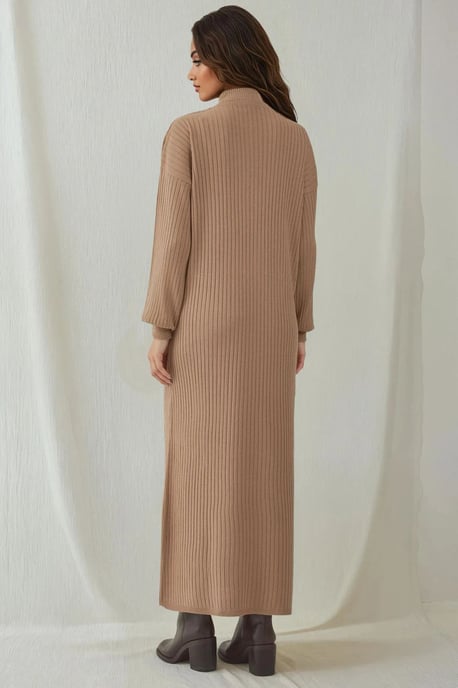Strickkleid mit halbem Rollkragen und Reißverschluss - Image 3