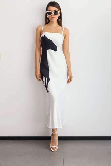 Grafisches Druck-Maxikleid mit Spaghettiträgern - Image 1