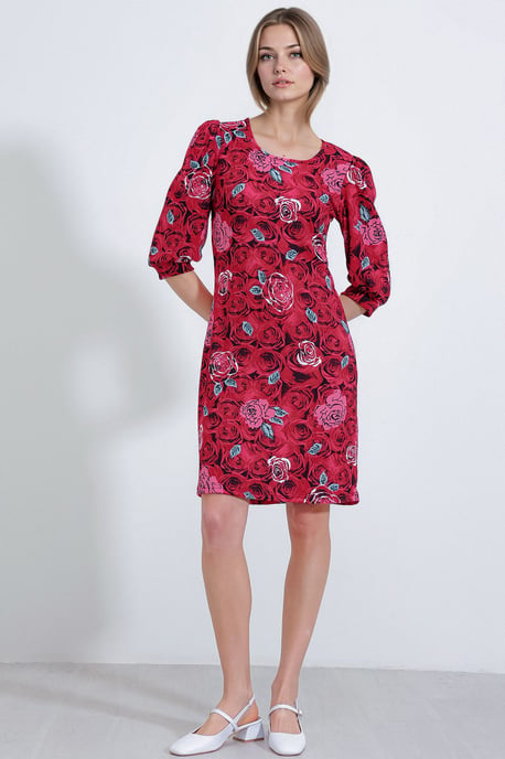 Besticktes Blumendesign-Midikleid mit Dreiviertelärmeln - Image 3