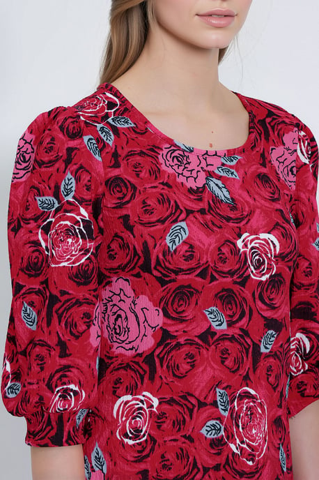 Besticktes Blumendesign-Midikleid mit Dreiviertelärmeln - Image 4