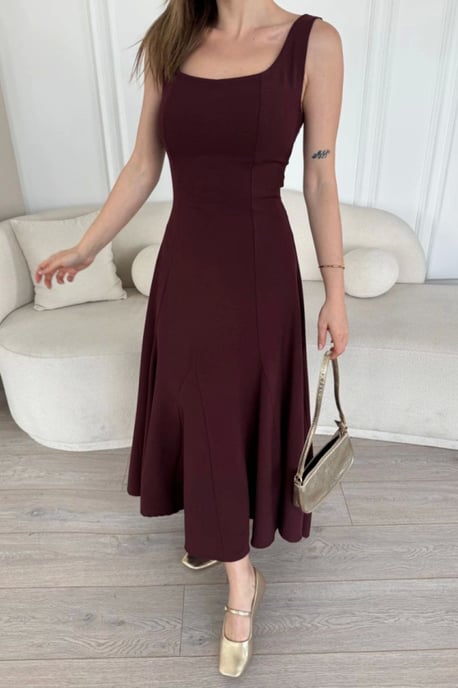 Ausschnitt U-Kragen Enges Midi-Kleid - Image 2