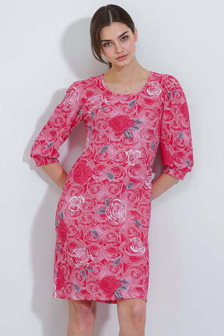 Besticktes florales Midi-Kleid mit Dreiviertelärmeln - Image 1