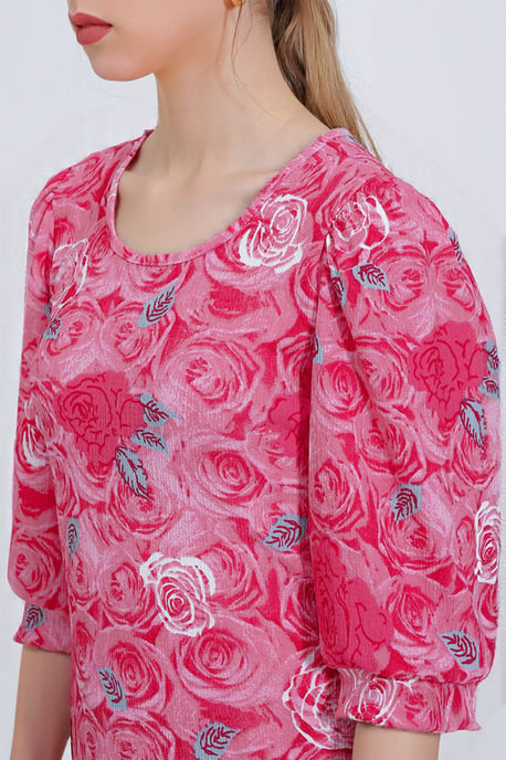 Besticktes florales Midi-Kleid mit Dreiviertelärmeln - Image 3