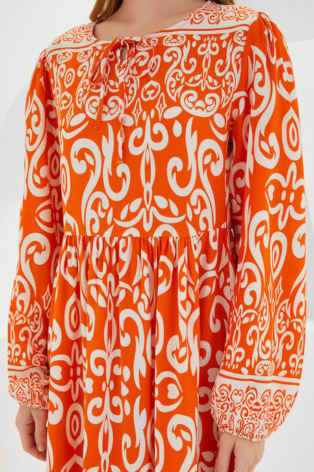 Muster Maxi-Kleid mit Bindung.Detail - Image 4