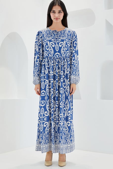 Muster Maxi-Kleid mit Bindeband - Image 1