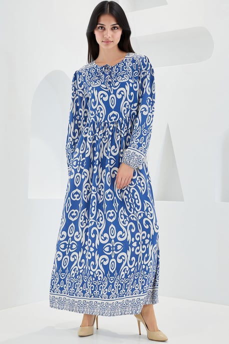 Muster Maxi-Kleid mit Bindeband - Image 2