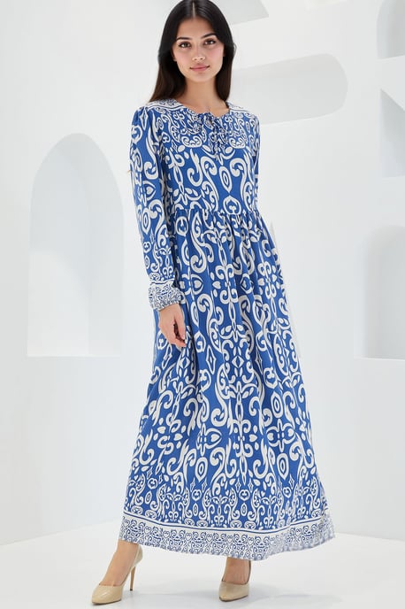 Muster Maxi-Kleid mit Bindeband - Image 3