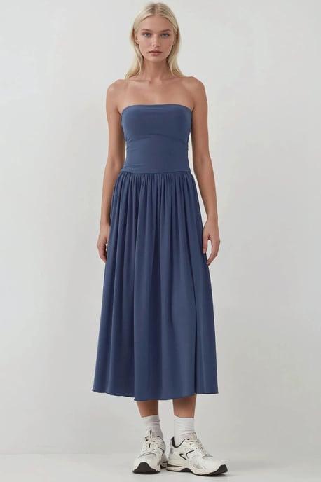 2-in-1 Midi Elastisches Strapless Kleid/Rock - Image 1